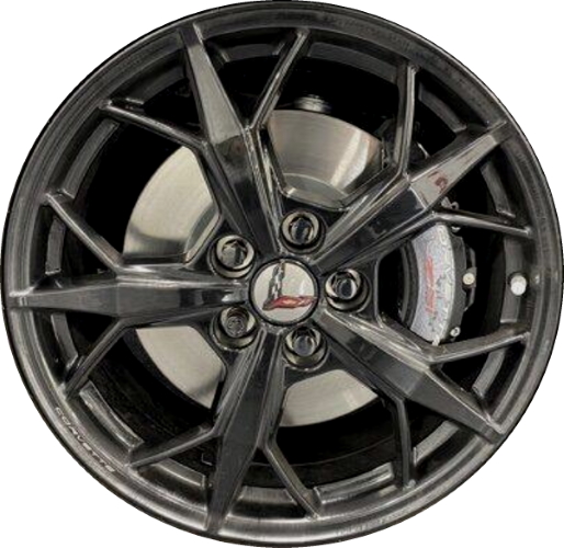 Chevrolet Corvette 2020-2024 powder coat black 19x8.5 aluminum wheels or rims. Hollander part number ALY14011U45/14015, OEM part number 23417380.