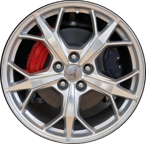 Chevrolet Corvette 2020-2024 powder coat silver 19x8.5 aluminum wheels or rims. Hollander part number ALY14011U20, OEM part number 84600212.