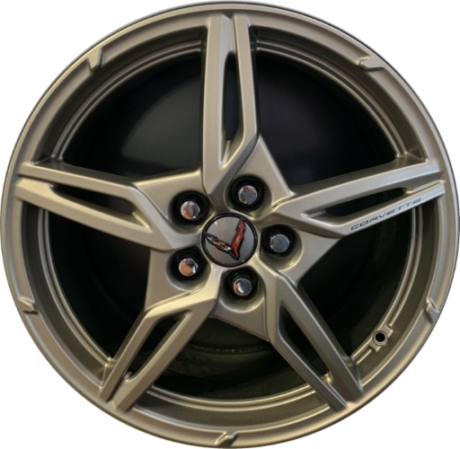Chevrolet Corvette 2020-2023 powder coat pewter 19x8.5 aluminum wheels or rims. Hollander part number ALY14007U55/14017, OEM part number 84787695.
