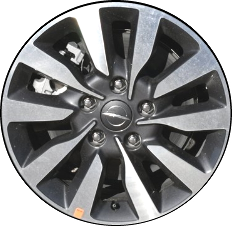 Chrysler Pacifica Select 2020-2025 charcoal machined 17x7 aluminum wheels or rims. Hollander part number ALY2689U30/2690HH, OEM part number 6QH031STAA, 6YF091STAA, 7BB66SSMAA.