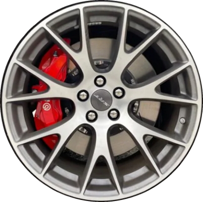 Dodge Challenger RWD 2020-2023 grey machined 20x9.5 aluminum wheels or rims. Hollander part number ALY2528U35/2716, OEM part number 6TL71MA7AA.