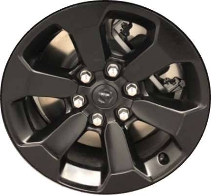 Dodge Ram 1500 2020-2025 powder coat black 18x8 aluminum wheels or rims. Hollander part number ALY2671U45/2721, OEM part number 5YD44VXWAA.