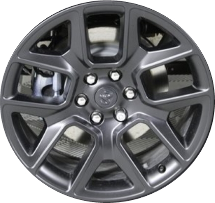 Dodge Ram 1500 2020-2025 powder coat black 22x9 aluminum wheels or rims. Hollander part number ALY2684U45/2725, OEM part number 5YD61VCRAB.