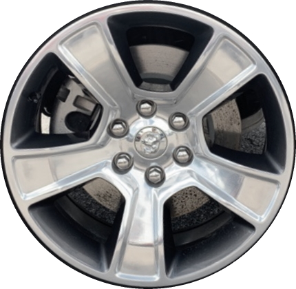 Dodge Ram 1500 2019-2025 charcoal polished 20x9 aluminum wheels or rims. Hollander part number ALY2676U90, OEM part number 5YD551STAA.