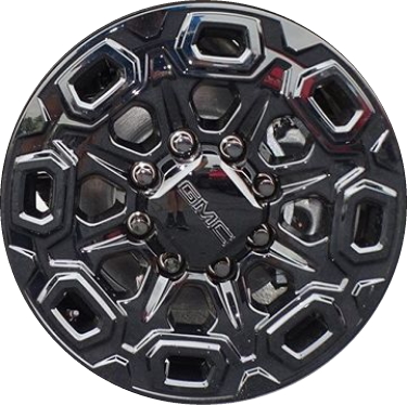 Chevrolet Silverado 2500 2020-2025, Silverado 3500 SRW 2020-2025, GMC Sierra 2500 2020-2024, Sierra 3500 SRW 2020-2024 powder coat black 20x8.5 aluminum wheels or rims. Hollander part number 5946U45, OEM part number 84745541, 84040805.