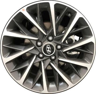 Hyundai Sonata 2020-2023 dark grey machined 18x7.5 aluminum wheels or rims. Hollander part number ALY70985U30, OEM part number 52910L0310.