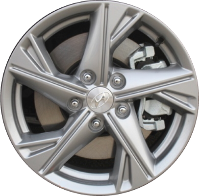 Hyundai Sonata 2020-2023 powder coat grey 16x6.5 aluminum wheels or rims. Hollander part number ALY70983, OEM part number 52910L0110.