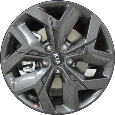 KIA Sportage 2020-2022 powder coat charcoal 18x7 aluminum wheels or rims. Hollander part number ALY74808U, OEM part number 52910D9370.