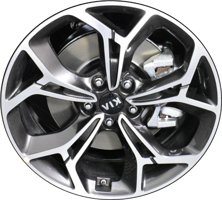 KIA Sportage 2020-2022 black machined 19x7.5 aluminum wheels or rims. Hollander part number ALY74809, OEM part number 52910D9470.
