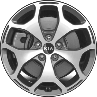 KIA Telluride 2020-2022 grey machined 18x7.5 aluminum wheels or rims. Hollander part number ALY74801, OEM part number 52910S9100.