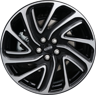 Lincoln MKZ 2020 black machined 19x8 aluminum wheels or rims. Hollander part number ALY10252, OEM part number LP5Z1007A.