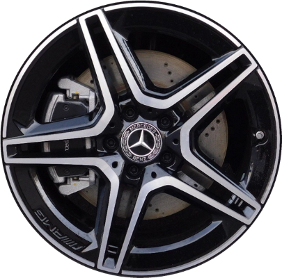 Mercedes-Benz A220 2019-2022, A250 2019-2022, CLA250 2020-2024 black machined 18x7.5 aluminum wheels or rims. Hollander part number 85723U45, OEM part number 17740115007X23.
