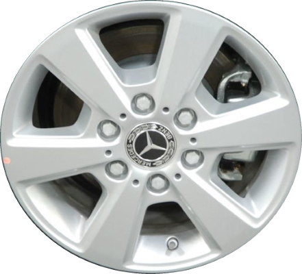Freightliner Sprinter 1500 2019-2021, Sprinter 2500 2019-2025, Sprinter 1500 2019-2025, Sprinter 2500 2019-2025 eSprinter 2024-2025 powder coat silver 16x6.5 aluminum wheels or rims. Hollander part number 85960/96656/160089, OEM part number A9074012700.