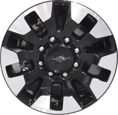 Chevrolet Silverado 2500 2020-2024, Silverado 3500 SRW 2020-2024 black machined 20x8.5 aluminum wheels or rims. Hollander part number 5947U45/5960, OEM part number 84570987.