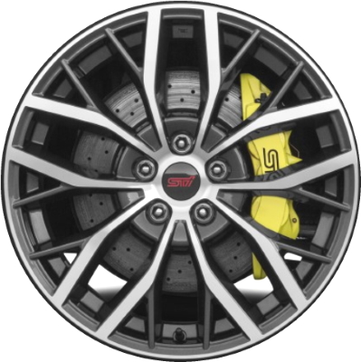 Subaru WRX 2020-2021 charcoal machined 19x8.5 aluminum wheels or rims. Hollander part number ALY68854U31, OEM part number 28111VA320.