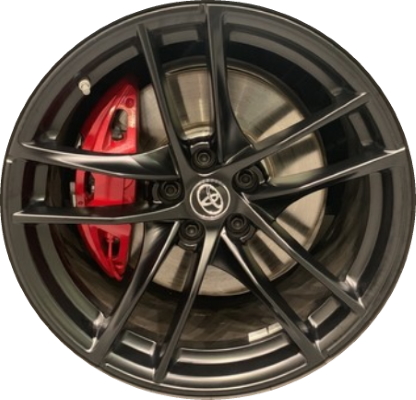 Toyota GR Supra 2020-2022 powder coat black 19x9 aluminum wheels or rims. Hollander part number ALY75256A45, OEM part number 42611WAA08.