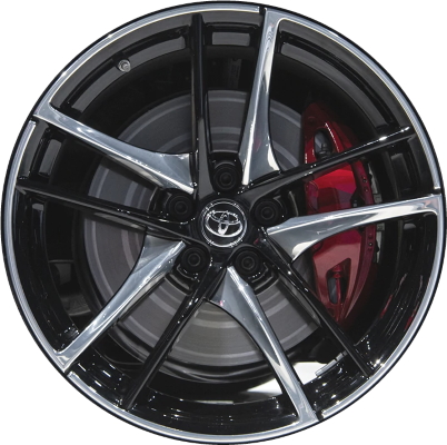 Toyota GR Supra 2020-2022 black polished 19x9 aluminum wheels or rims. Hollander part number ALY75256U90, OEM part number 42611WAA03.
