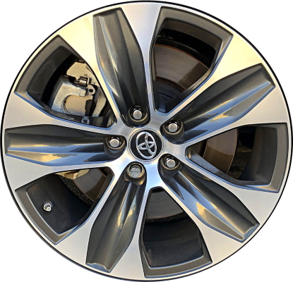 Toyota Highlander 2020-2025 charcoal machined 18x8 aluminum wheels or rims. Hollander part number ALY75264U35, OEM part number 426110E530, 426110E580.