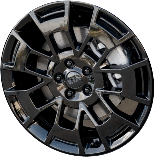KIA Telluride 2020-2022 powder coat black 20x7.5 aluminum wheels or rims. Hollander part number ALY71000HH, OEM part number 52910-S9330.