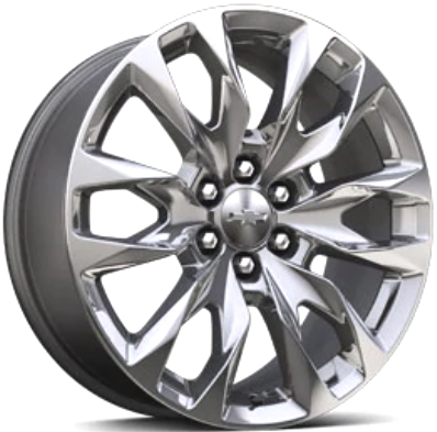 Chevrolet Silverado 2021-2024, Suburban 2021-2024, Tahoe 2021-2024, Sierra 1500 2021-2024, Yukon 2021-2024 chrome 22x9 aluminum wheels or rims. Hollander part number 14036, OEM part number 84453001.