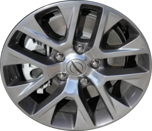 Chrysler Pacifica Hybrid Plug In 2021-2025 grey polished 18x7.5 aluminum wheels or rims. Hollander part number ALY95052, OEM part number 6TR04WASAA.