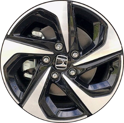 Honda Insight 2020-2022 black machined 16x7 aluminum wheels or rims. Hollander part number ALY63145U45, OEM part number 42700-TXM-A61.