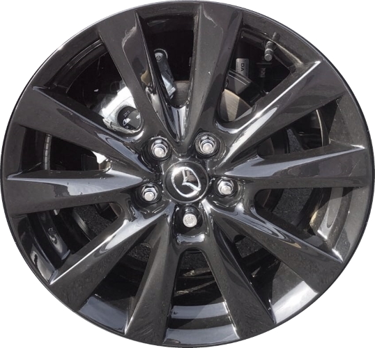 Mazda 3 2021-2025 powder coat black 18x7 aluminum wheels or rims. Hollander part number ALY64974U45/64975, OEM part number 9965C37080.