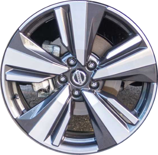 Nissan Rogue 2021-2025 charcoal machined 19x7.5 aluminum wheels or rims. Hollander part number ALY62829/96987, OEM part number 40300-6RH3B.