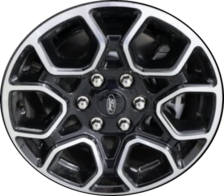Ford F-150 2021-2024 black machined 18x8.5 aluminum wheels or rims. Hollander part number ALY10340U45/95049, OEM part number ML34-1007-BA.