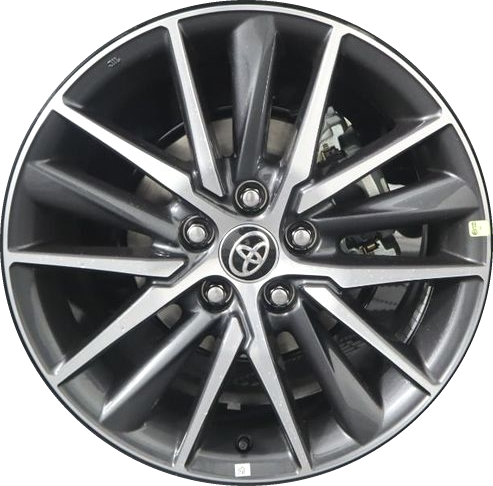 Toyota Camry 2021-2024 dark grey machined 18 Inch aluminum wheels or rims. Hollander part number ALY95093U30/180360, OEM part number Not Yet Known.