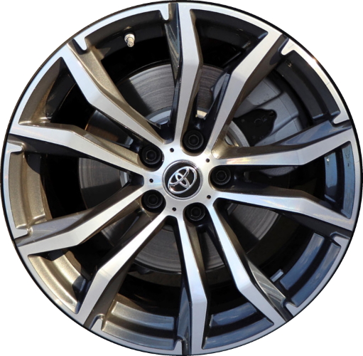 Toyota GR Supra 2021-2025 charcoal machined 18x9 aluminum wheels or rims. Hollander part number 69154, OEM part number 42611WAA01.
