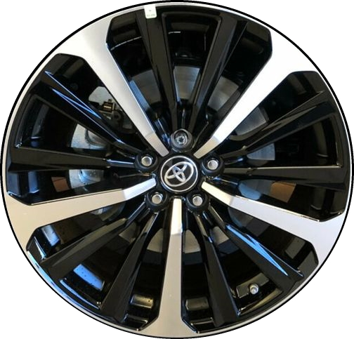 Toyota Highlander 2021-2023 black machined 20x8 aluminum wheels or rims. Hollander part number ALY96968U45/200286, OEM part number Not Yet Known.