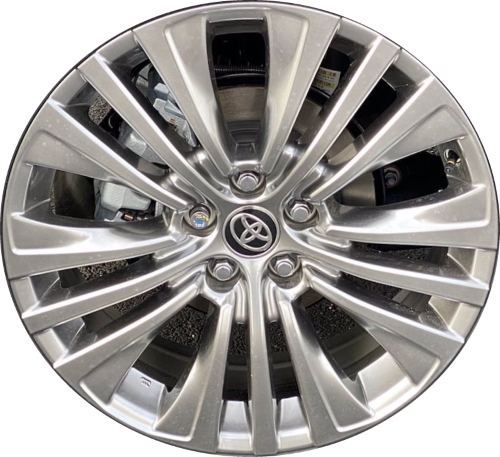 Toyota Venza 2021-2024 powder coat hyper silver 19x7 aluminum wheels or rims. Hollander part number ALY69171HH, OEM part number 4261A48290, 4261A48300.