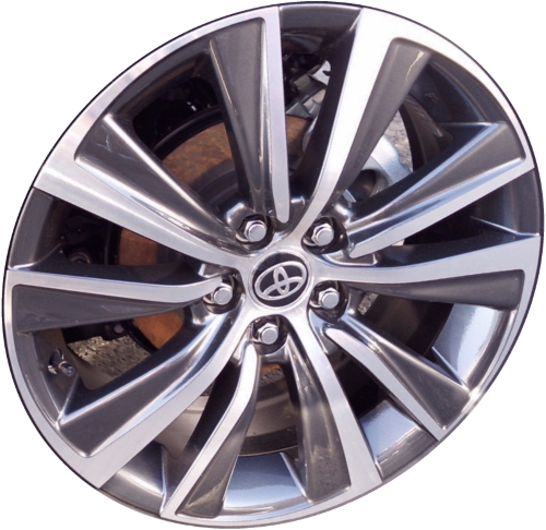 Toyota Venza 2021-2024 charcoal machined 18x7 aluminum wheels or rims. Hollander part number ALY69170/95010, OEM part number 4261148B50, 4261148B70.