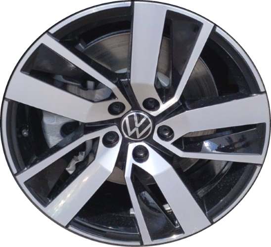 Volkswagen Atlas 2021-2023 black machined 18x8 aluminum wheels or rims. Hollander part number ALY70073U45/96962, OEM part number 3QF601025QFZZ.