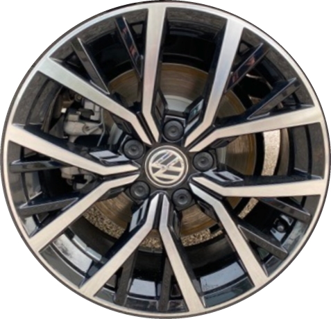 Volkswagen Tiguan 2021 black machined 17x7 aluminum wheels or rims. Hollander part number ALY70037U45, OEM part number Not Yet Known.