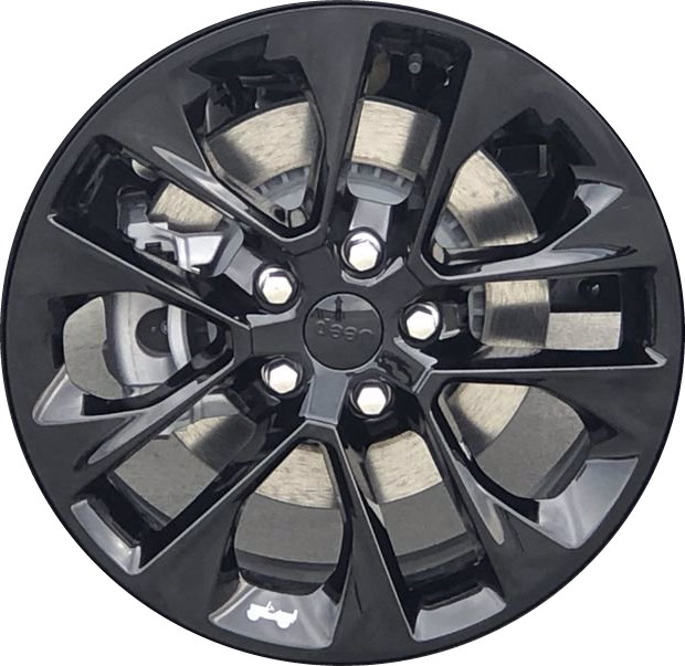 Jeep Gladiator 2021-2025, Wrangler 2021-2025, Wrangler 4xe 2022-2025 powder coat black 20x8 aluminum wheels or rims. Hollander part number 9262/9268, OEM part number 6YZ48TRMAA, 6YZ48DX8AB, 6YZ48DX8AA, 4755588AB.