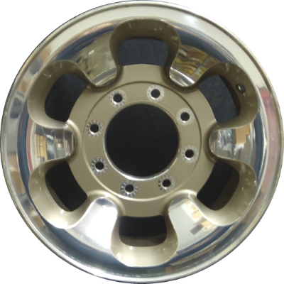 Ford F-250 2003-2004, F-350 SRW 2003-2004 polished w/ painted accents 16x7 aluminum wheels or rims. Hollander part number 3490/3407U, OEM part number 3C3Z1007FA.