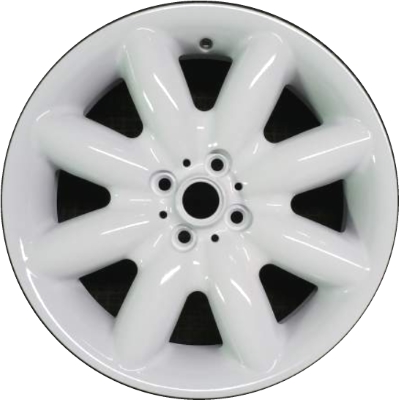 Mini Clubman 2008-2014, Cooper (Convertible) 2002-2014, Cooper (Coupe) 2011-2014, Cooper (Hardtop) 2002-2013 powder coat white 17x7 aluminum wheels or rims. Hollander part number 59364U50, OEM part number 36116757859.