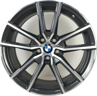 BMW 230i 2022-2024, 330e 2021-2022, 330i 2019-2022, 430i 2021-2025, M240i 2022, M340i 2020 charcoal machined 18x7.5 aluminum wheels or rims. Hollander part number, OEM part number 36116883522.