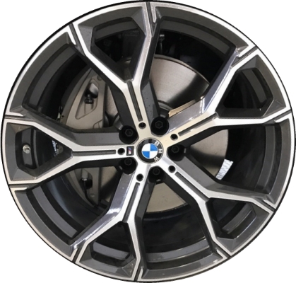 BMW X5 2019-2024, X6 2020-2024 charcoal machined 21x9.5 aluminum wheels or rims. Hollander part number 86466, OEM part number 36118071998.