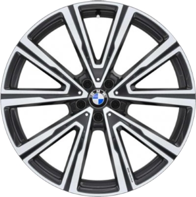 BMW X5 2019-2021, X6 2020-2022 charcoal machined 22x9.5 aluminum wheels or rims. Hollander part number 86469, OEM part number 36118072000.