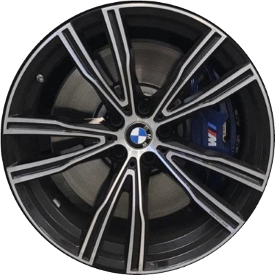 BMW 840i 2020-2024, M850i 2019-2024 black machined 20x8 aluminum wheels or rims. Hollander part number 86420, OEM part number 36118072027.