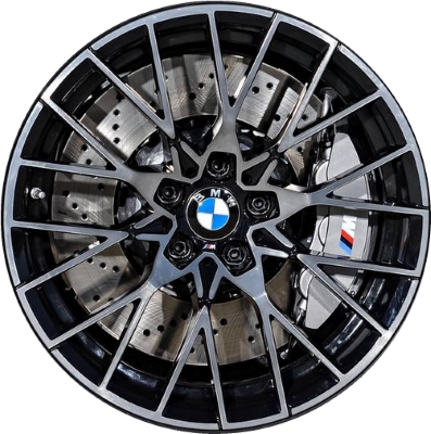 BMW M2 2019-2021 black machined 19x9 aluminum wheels or rims. Hollander part number ALY86445/86446, OEM part number 36118073847, 36108093987.