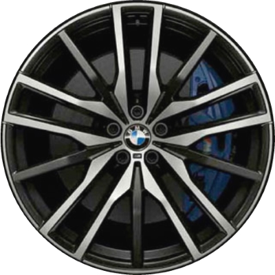 BMW X5 2019-2024, X6 2020-2024 black machined 22x9.5 aluminum wheels or rims. Hollander part number 86471, OEM part number 36118090013.