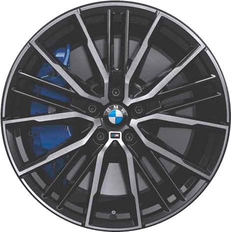BMW 228i 2020-2024, M235i 2020-2024 black machined 19x8 aluminum wheels or rims. Hollander part number 86590, OEM part number 36118092356.