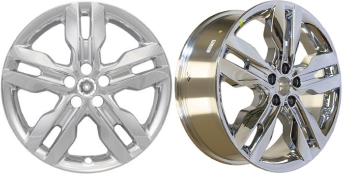 Ford Edge 2011-2014 Chrome, 5 Double Spoke, Plastic Hubcaps, Wheel Covers, Wheel Skins, Imposters. Fits 20 Inch Alloy Wheel Pictured to Right. Part Number IMP-800X/3847.