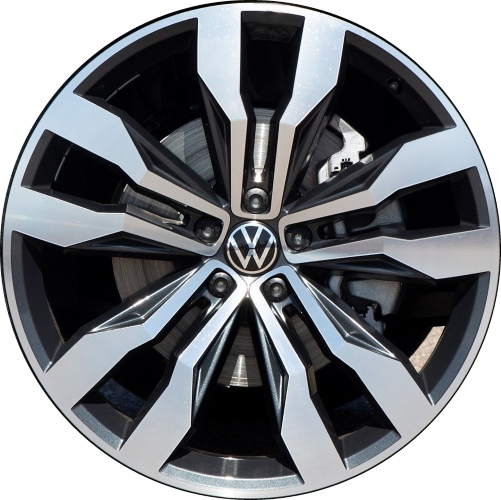 Volkswagen Atlas 2018-2023, Atlas Cross Sport 2020-2023 charcoal machined 21x9 aluminum wheels or rims. Hollander part number ALY69667, OEM part number 3QF601025FNQ9.