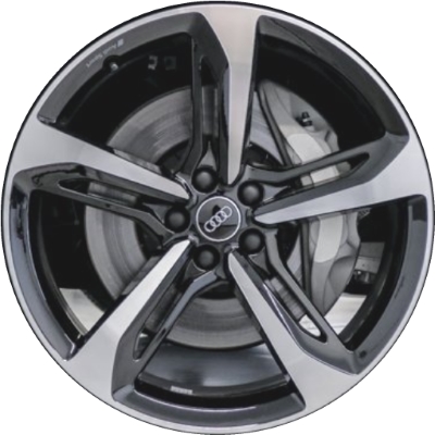 Audi Q7 2019 2024 black machined 21x9.5 aluminum wheels or rims. Hollander part number ALY59051U45/59052, OEM part number 4M0601025CF.