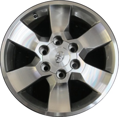 Toyota 4Runner 2010-2013 grey machined 17x7 aluminum wheels or rims. Hollander part number ALY69562, OEM part number 4261135380, 4261135390.